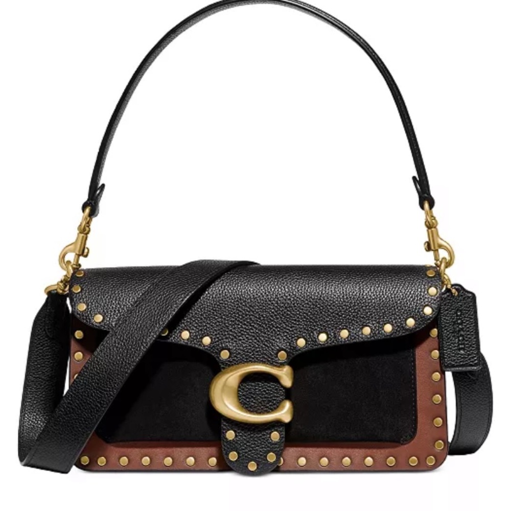 *NWT* COACH TABBY RIVET BLACK AND BROWN brushed